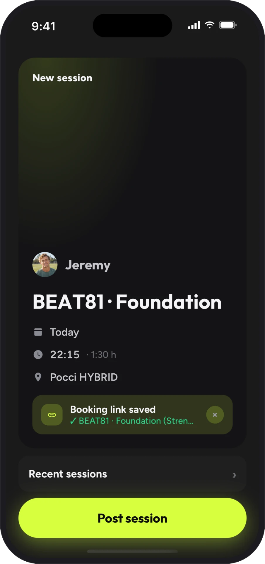 Post a session with a booking link